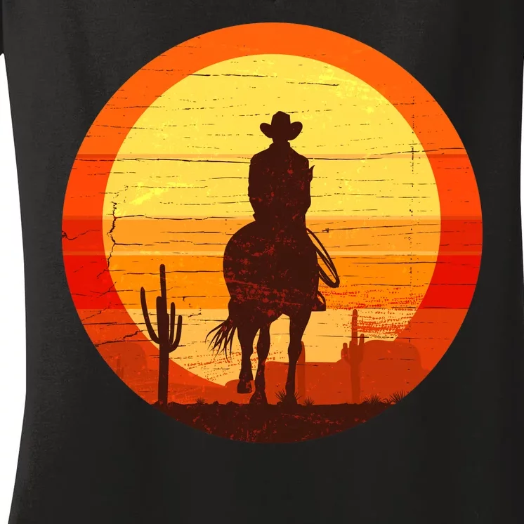 Cowboy Gamer Sunset Women's V-Neck T-Shirt