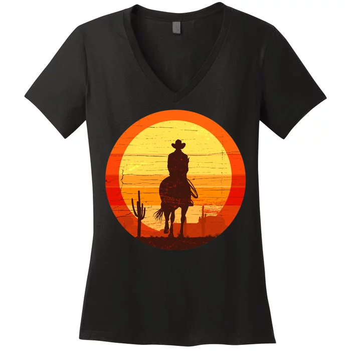 Cowboy Gamer Sunset Women's V-Neck T-Shirt