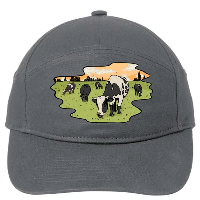 Cows In Field 7-Panel Snapback Hat