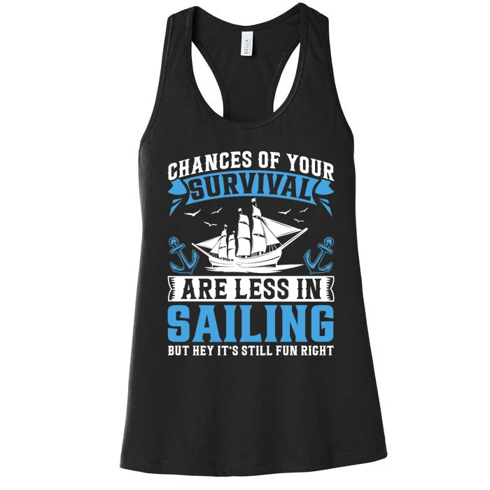 Chances Of Your Survival Are Less In Sailing But Hey Its Premium Women's Racerback Tank