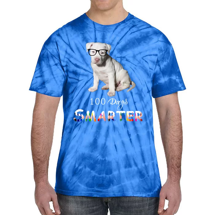 Cute Puppy 100 Days Smarter The 100th Day Of School Great Gift Tie-Dye T-Shirt