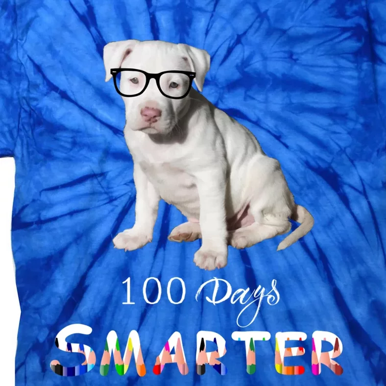 Cute Puppy 100 Days Smarter The 100th Day Of School Great Gift Tie-Dye T-Shirt