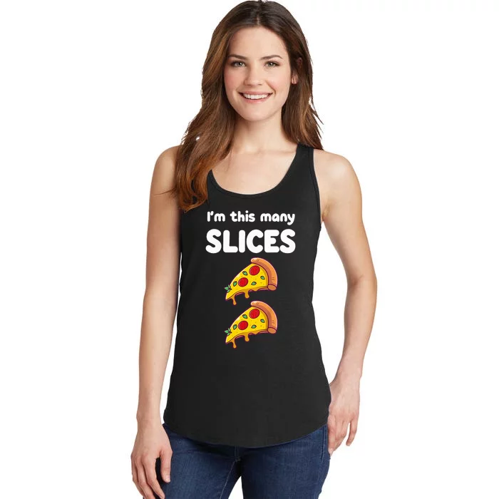 Cute Pizza 2nd Birthday Im This Many Slices 2 Year Old Ladies Essential Tank