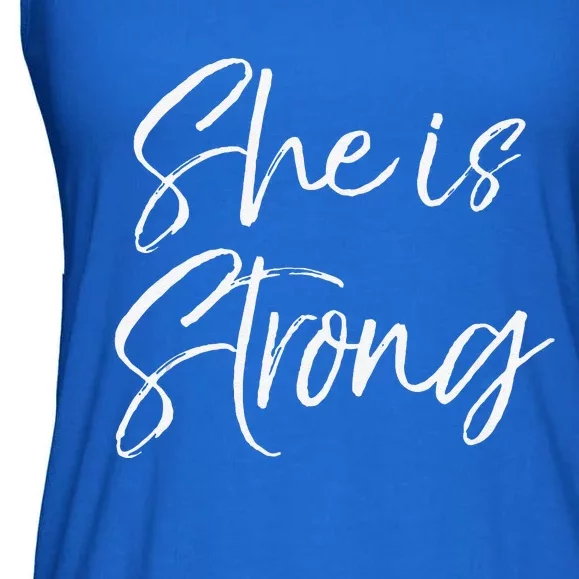 Cute Proverbs 31 Quote Gift For She Is Strong Ladies Essential Flowy Tank