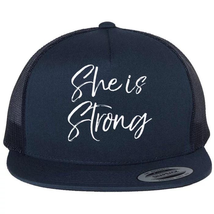 Cute Proverbs 31 Quote Gift For She Is Strong Flat Bill Trucker Hat