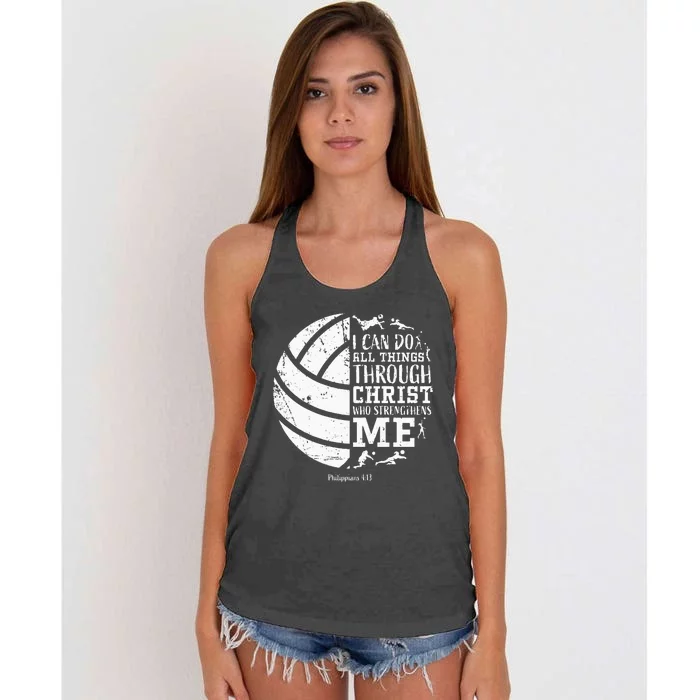 Cute Philippians 413 Volleyball Gifts Teen Women Her Women's Knotted Racerback Tank