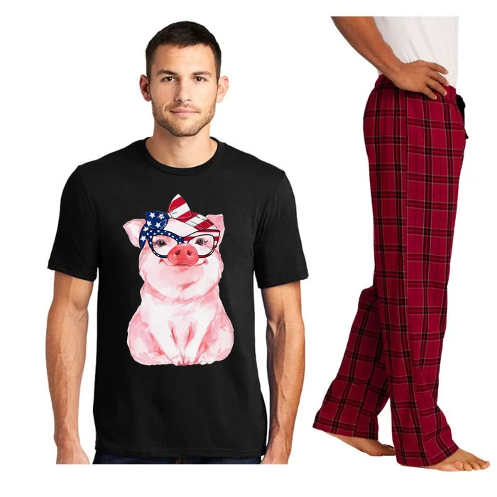 Cute Pig 4th Of July USA Flag Patriotic American Piggy Joke Pajama Set