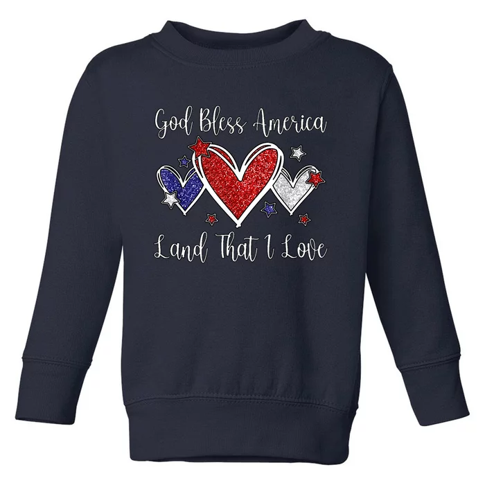 Cute Patriotic 4th Of July God Bless America Toddler Sweatshirt