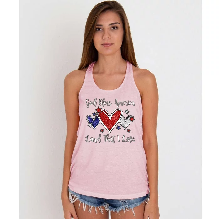 Cute Patriotic 4th Of July God Bless America Women's Knotted Racerback Tank