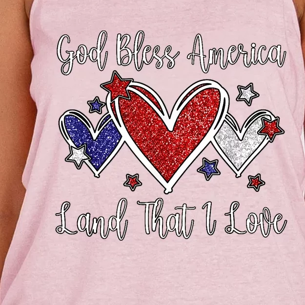 Cute Patriotic 4th Of July God Bless America Women's Knotted Racerback Tank