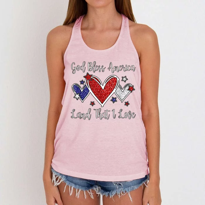 Cute Patriotic 4th Of July God Bless America Women's Knotted Racerback Tank