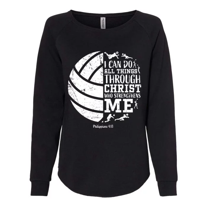 Cute Philippians 4:13 Volleyball Funny Gift Teen Her Gift Womens California Wash Sweatshirt