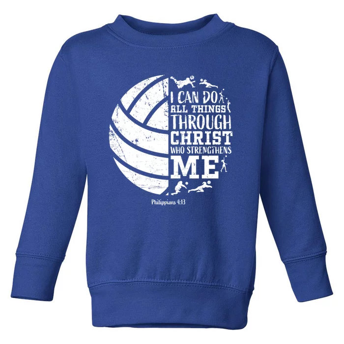 Cute Philippians 4:13 Volleyball Funny Gift Teen Her Gift Toddler Sweatshirt