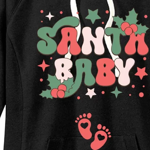 Christmas Pregnancy Announcement Santa Baby Women's Fleece Hoodie