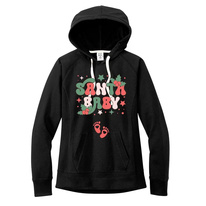 Christmas Pregnancy Announcement Santa Baby Women's Fleece Hoodie