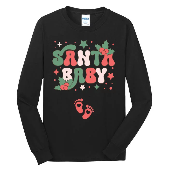 Christmas Pregnancy Announcement Santa Baby Tall Long Sleeve T-Shirt