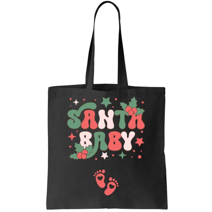 Christmas Pregnancy Announcement Santa Baby Tote Bag