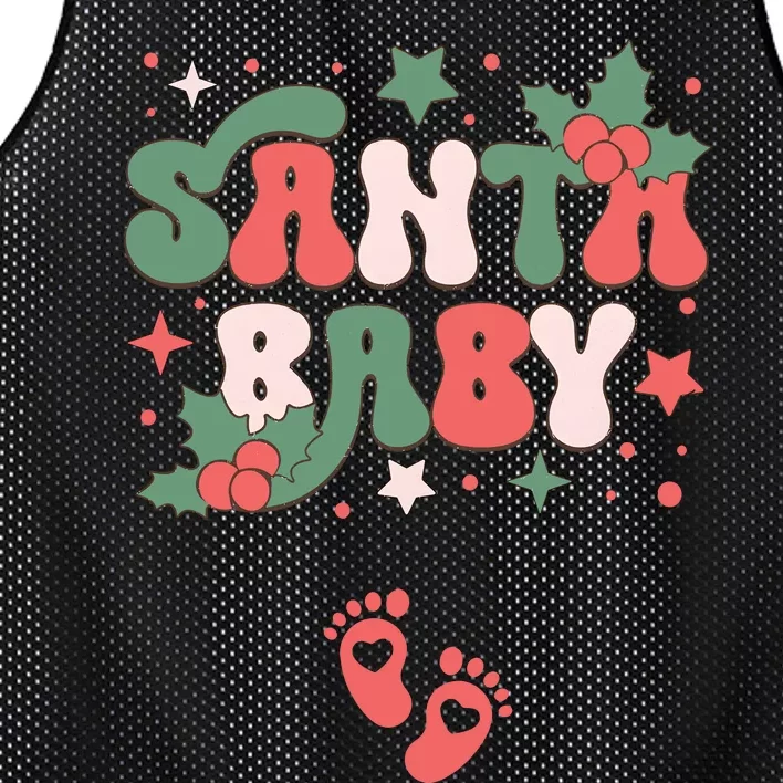 Christmas Pregnancy Announcement Santa Baby Mesh Reversible Basketball Jersey Tank