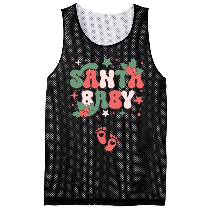 Christmas Pregnancy Announcement Santa Baby Mesh Reversible Basketball Jersey Tank