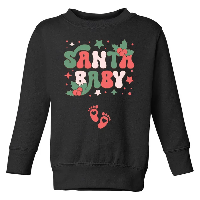 Christmas Pregnancy Announcement Santa Baby Toddler Sweatshirt