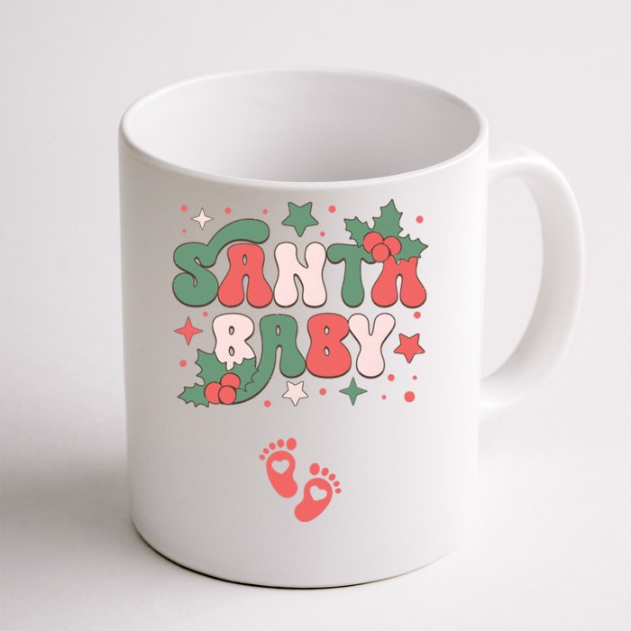 Christmas Pregnancy Announcement Santa Baby Front & Back Coffee Mug