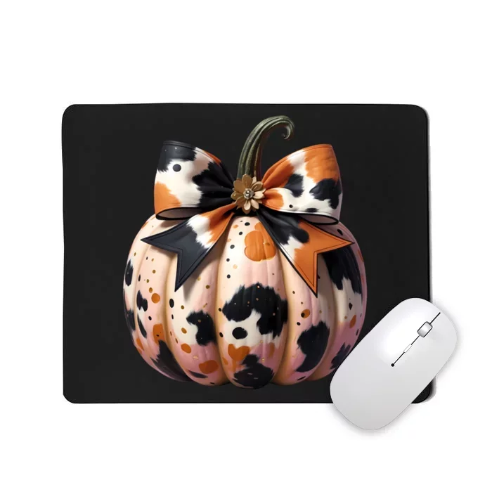 Coquette Pumpkin Autumn Cowhide Bow Trendy Mousepad