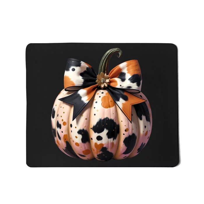 Coquette Pumpkin Autumn Cowhide Bow Trendy Mousepad