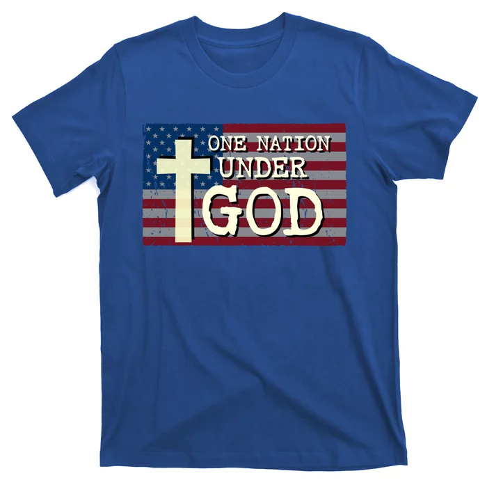 Christian Patriotic American Flag Gift One Nation Under God Funny Gift T-Shirt