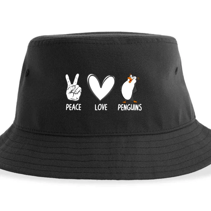 Cool Penguin Art For Men Women Peace Love Penguins Zookeeper Sustainable Bucket Hat