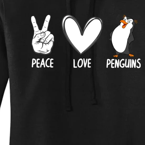 Cool Penguin Art For Men Women Peace Love Penguins Zookeeper Women's Pullover Hoodie