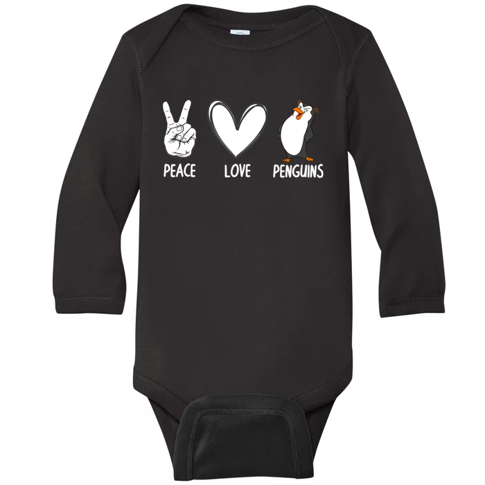 Cool Penguin Art For Men Women Peace Love Penguins Zookeeper Baby Long Sleeve Bodysuit