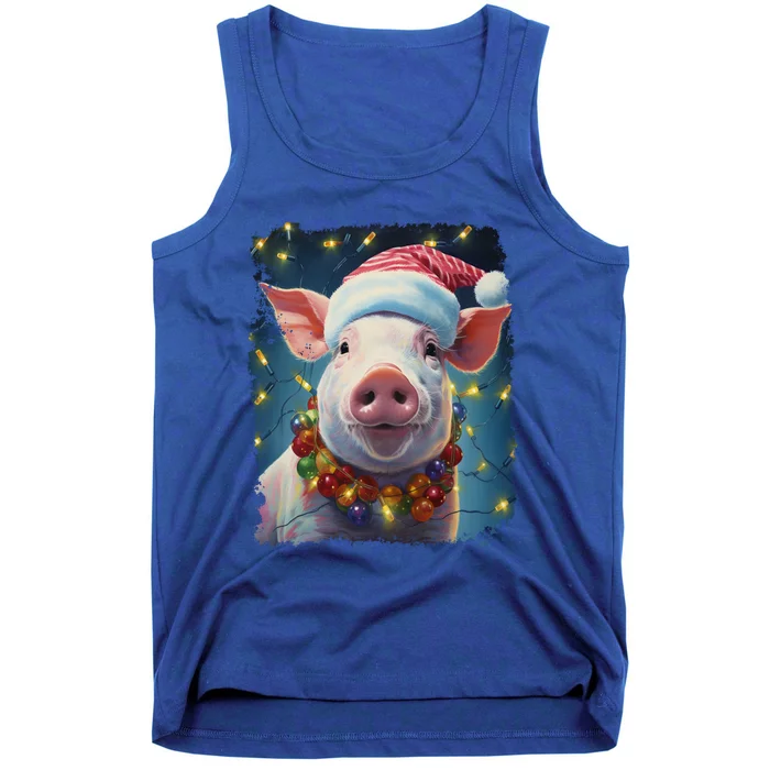 Christmas Pop Art Vintage Zoo Farm Xmas Animal Pig Gift Tank Top