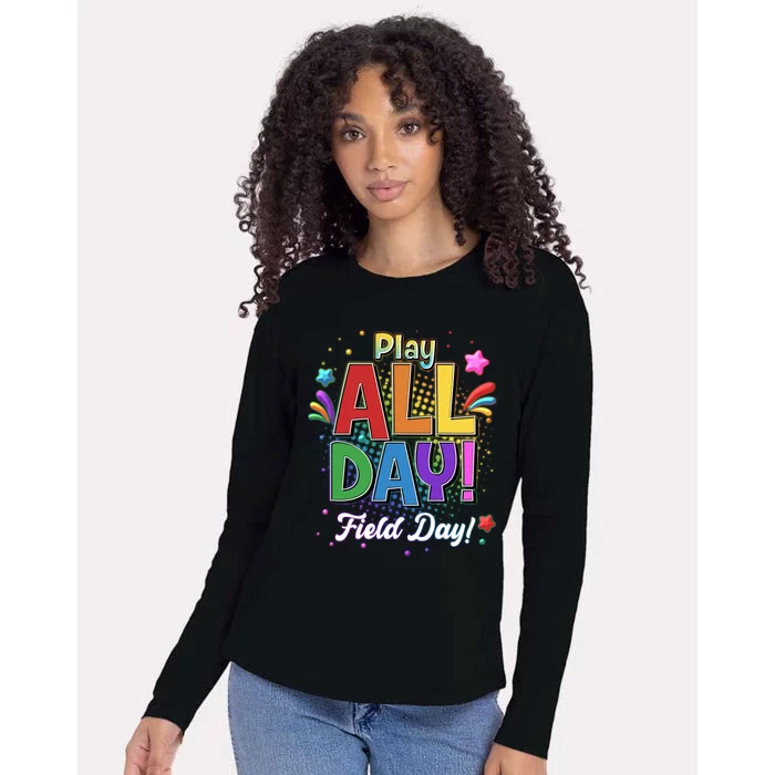 Colorful Play All Day Field Day Womens Cotton Relaxed Long Sleeve T-Shirt