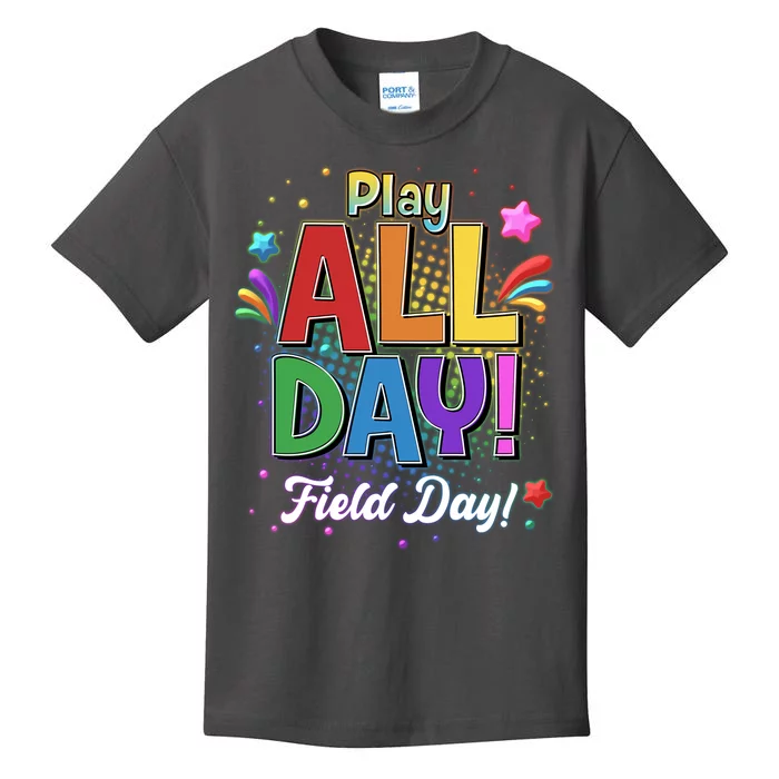 Colorful Play All Day Field Day Kids T-Shirt