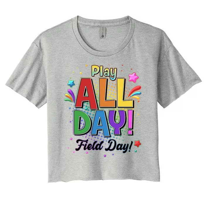 Colorful Play All Day Field Day Women's Crop Top Tee