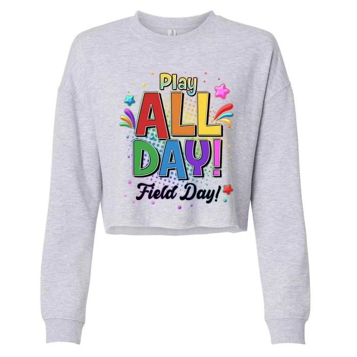 Colorful Play All Day Field Day Cropped Pullover Crew