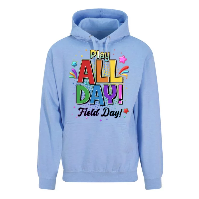 Colorful Play All Day Field Day Unisex Surf Hoodie