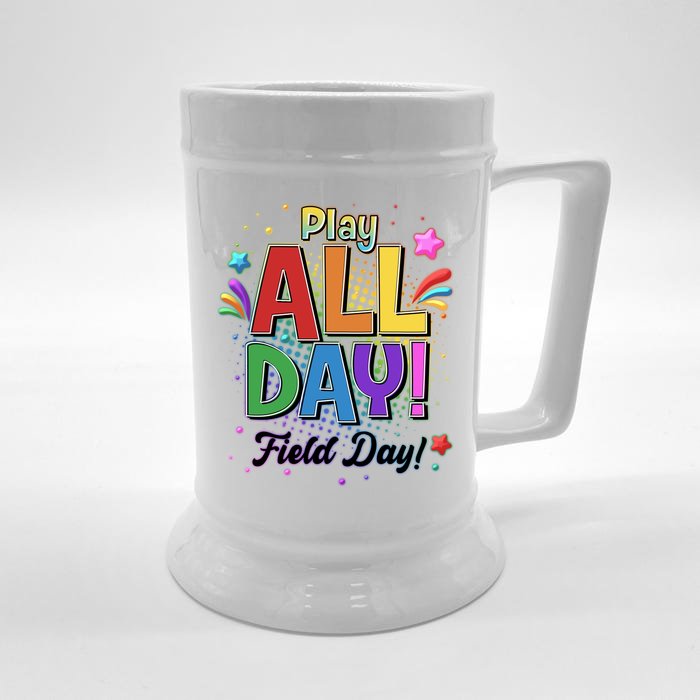 Colorful Play All Day Field Day Front & Back Beer Stein