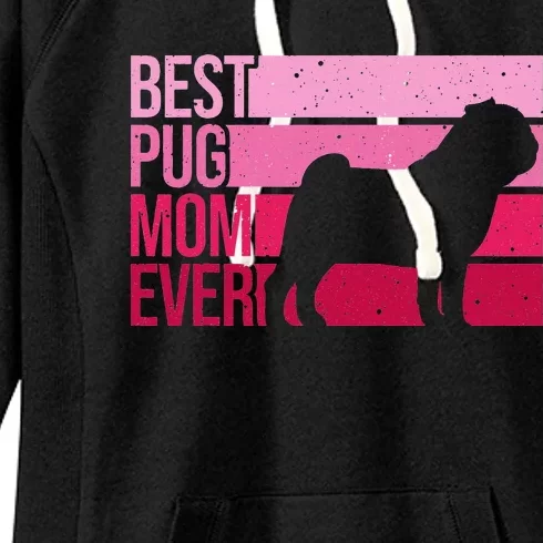 Cute Pug Art For Mom  Breed Pet Dog Puppy Pug Lovers Women's Fleece Hoodie