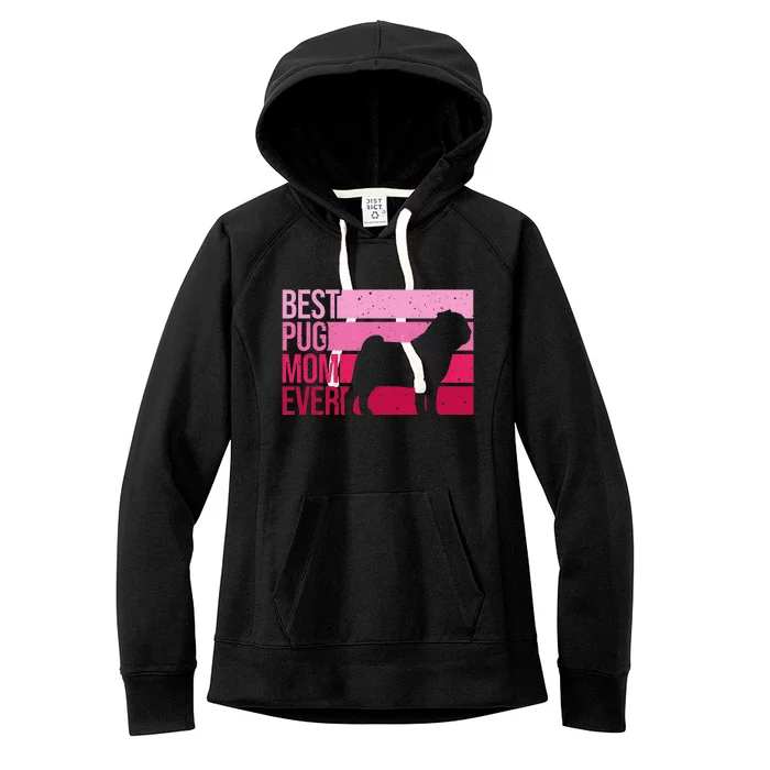 Cute Pug Art For Mom  Breed Pet Dog Puppy Pug Lovers Women's Fleece Hoodie