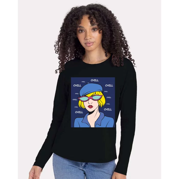 Chill Pop Art Womens Cotton Relaxed Long Sleeve T-Shirt