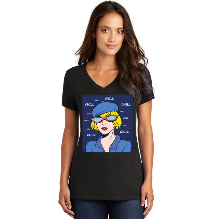 Chill Pop Art Women's V-Neck T-Shirt