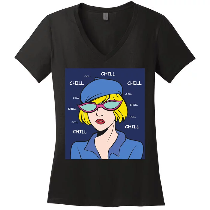 Chill Pop Art Women's V-Neck T-Shirt