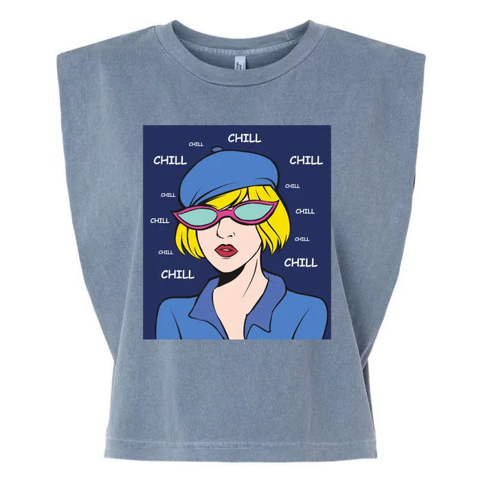 Chill Pop Art Garment-Dyed Women's Muscle Tee