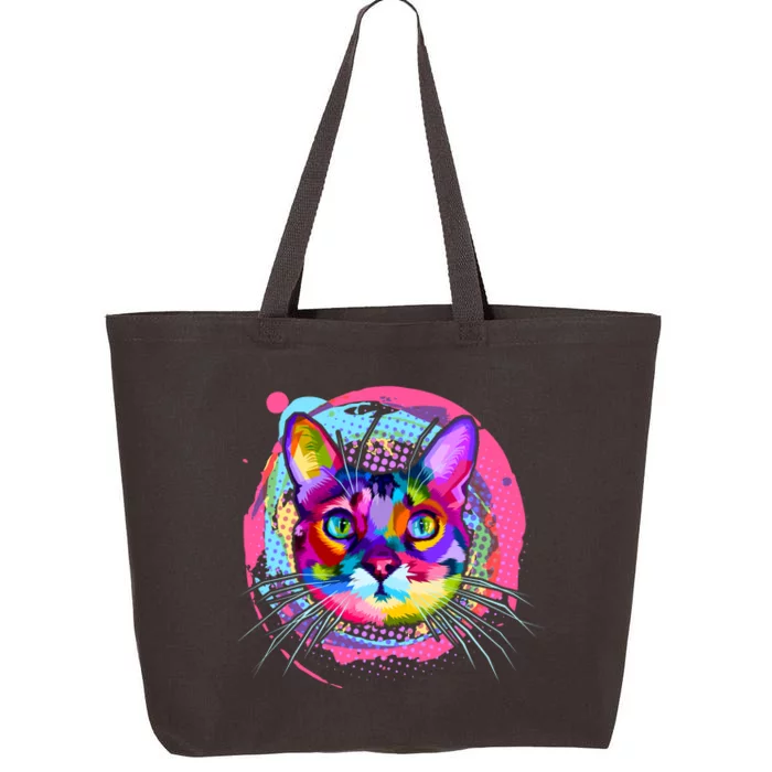 Colorful Painted Abstract Cat Face 25L Jumbo Tote