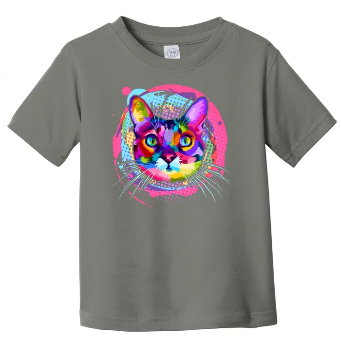 Colorful Painted Abstract Cat Face Toddler T-Shirt