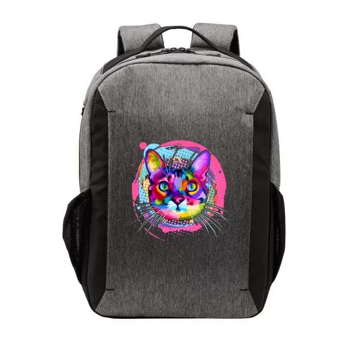 Colorful Painted Abstract Cat Face Vector Backpack