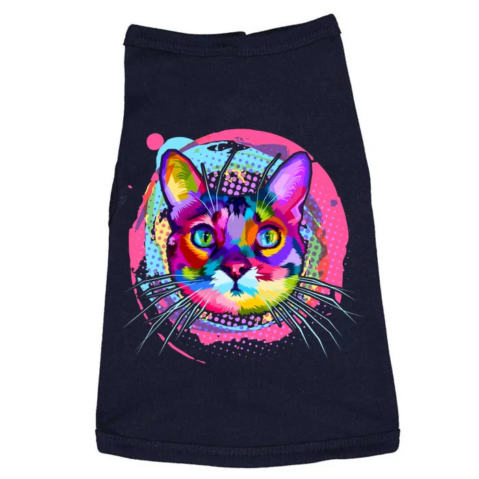 Colorful Painted Abstract Cat Face Doggie Tank