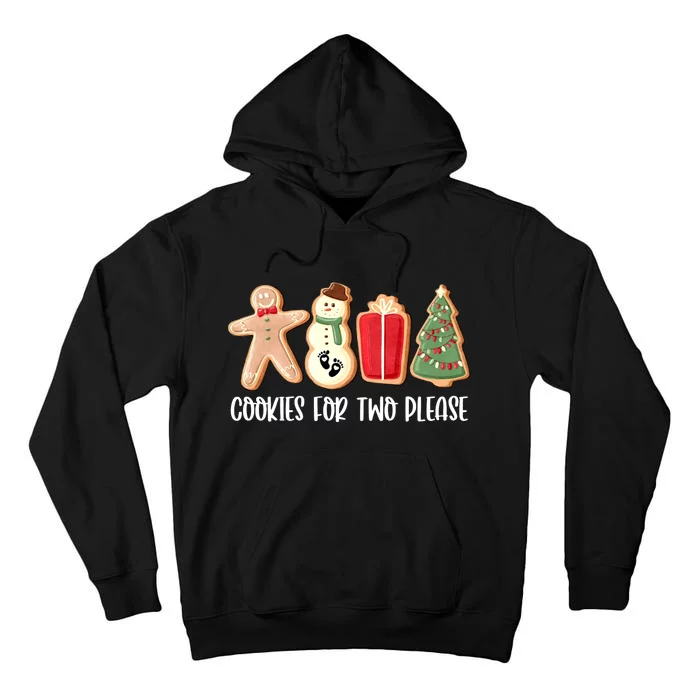 Christmas Pregnancy Announcement Cookies For Two Please Tall Hoodie