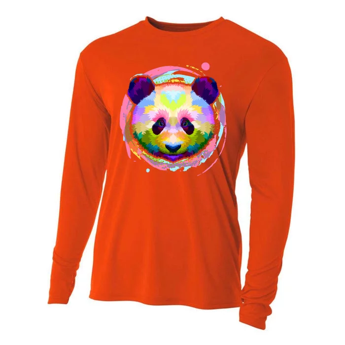 Colorful Painted Abstract Panda Face Cooling Performance Long Sleeve Crew